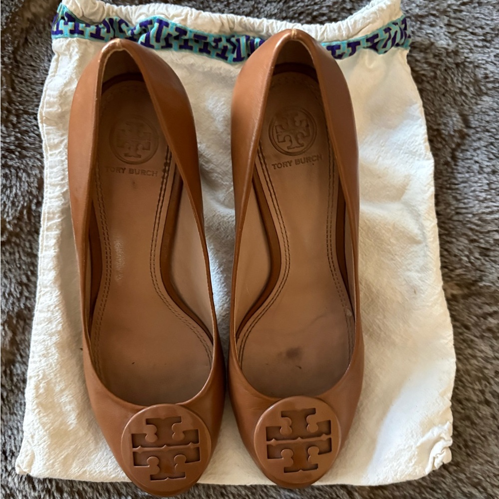 Tory Burch Brown Leather Block Heel